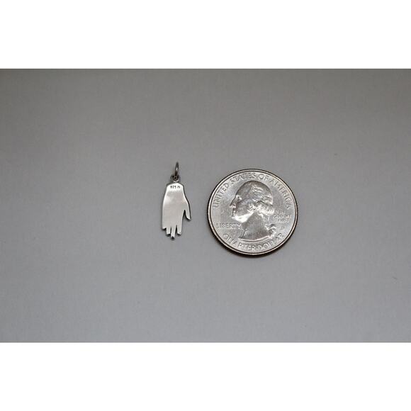 Sterling Silver Hand Charm, Silver Open Hand Necklace - Picture 4 of 5